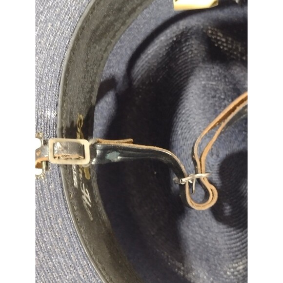 Vtg Stratton Hat Size 7 Deputy Uniform F42 Chicago USA Blue Gold Straw - Picture 5 of 16